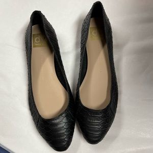 NEW DV by Dolce Vita black leather snake embossed print ballet flats sz 7.5